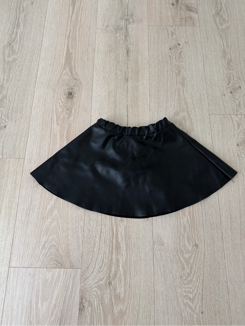 Black Faux Leather A-Line Skirt